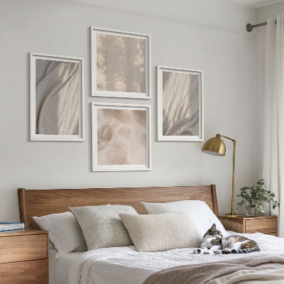 Daugiadalis paveikslas su rėmu Natūralūs boho audiniai iš arti