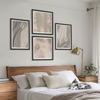 Daugiadalis paveikslas su rėmu Natūralūs boho audiniai iš arti