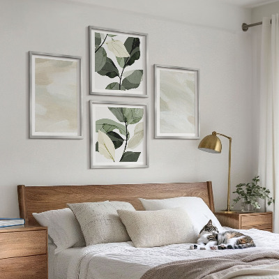 4 paveikslų rinkinys su rėmais Ryškūs abstraktūs boho dažai