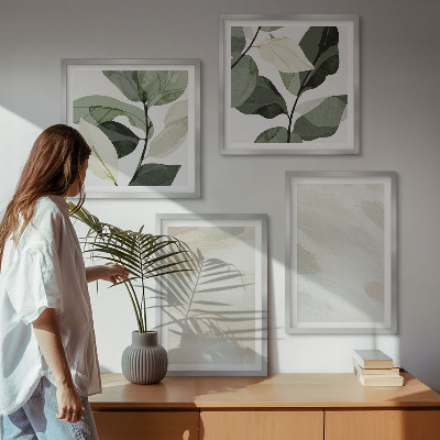 4 paveikslų rinkinys su rėmais Ryškūs abstraktūs boho dažai