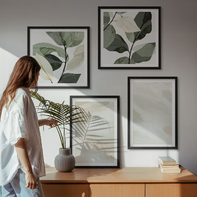 4 paveikslų rinkinys su rėmais Ryškūs abstraktūs boho dažai
