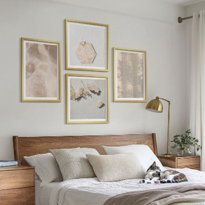 4 paveikslų rinkinys su rėmais Subtilios bohemiškos natūralios tekstūros