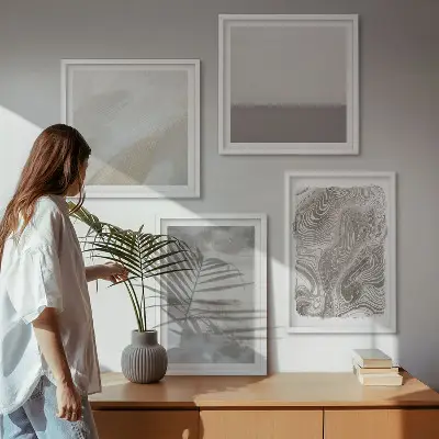 4 paveikslų rinkinys su rėmais iš pramoninio dizaino konstrukcijų