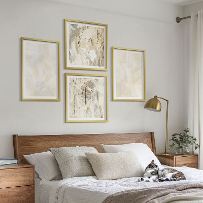 4 paveikslų rinkinys su rėmais Ryškios tekstūros dažų dizainas