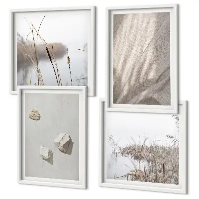 4 paveikslų rinkinys su rėmais boho stiliaus struktūriniai stambūs planai