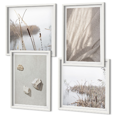 4 paveikslų rinkinys su rėmais Boho stiliaus struktūros stambūs planai