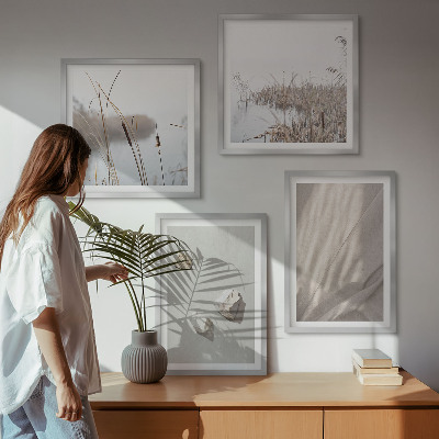 4 paveikslų rinkinys su rėmais Boho stiliaus struktūros stambūs planai