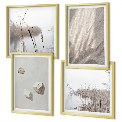 4 paveikslų rinkinys su rėmais boho stiliaus struktūriniai stambūs planai