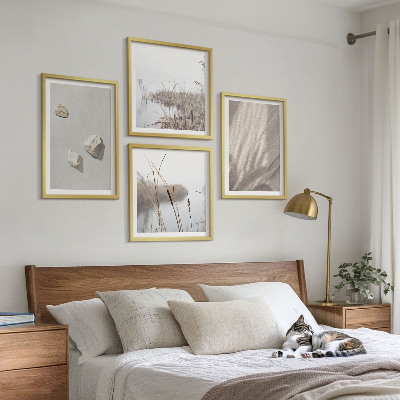 4 paveikslų rinkinys su rėmais Boho stiliaus struktūros stambūs planai