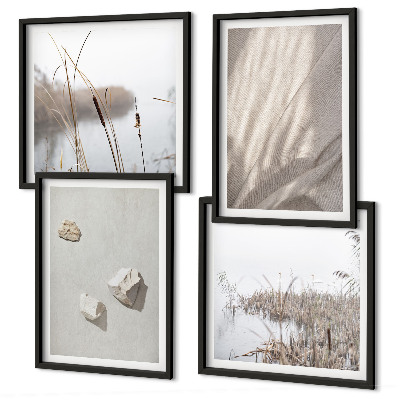 4 paveikslų rinkinys su rėmais Boho stiliaus struktūros stambūs planai