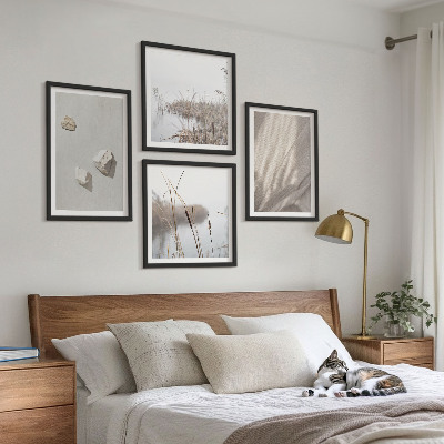 4 paveikslų rinkinys su rėmais Boho stiliaus struktūros stambūs planai