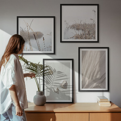 4 paveikslų rinkinys su rėmais Boho stiliaus struktūros stambūs planai