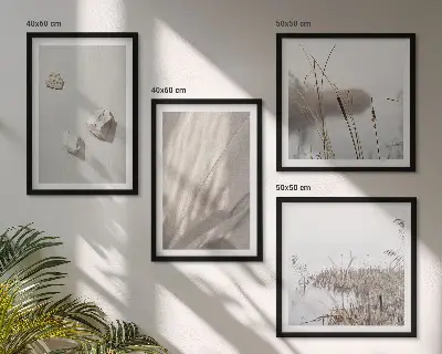 4 paveikslų rinkinys su rėmais boho stiliaus struktūriniai stambūs planai