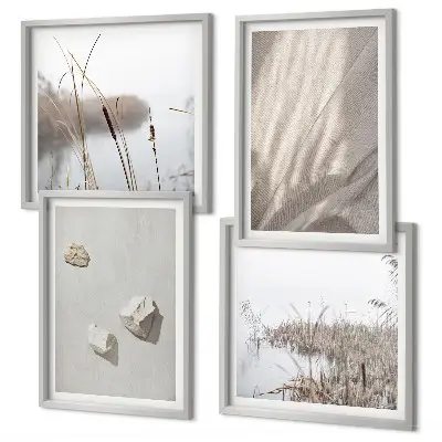 4 paveikslų rinkinys su rėmais boho stiliaus struktūriniai stambūs planai