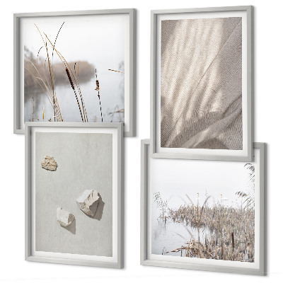 4 paveikslų rinkinys su rėmais Boho stiliaus struktūros stambūs planai