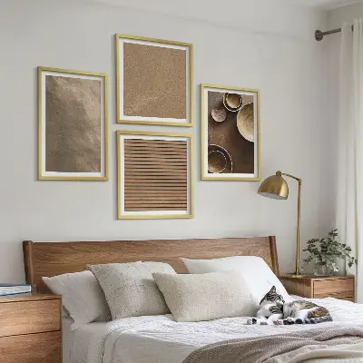 Šiuolaikinės akmens konstrukcijos 4 paveikslų rinkinys su rėmais
