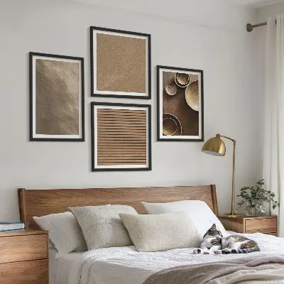 Šiuolaikinės akmens konstrukcijos 4 paveikslų rinkinys su rėmais
