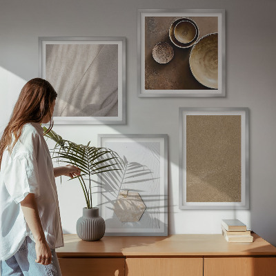 Daugiadalis paveikslas su rėmu Minimalistinės šiltos tekstūros