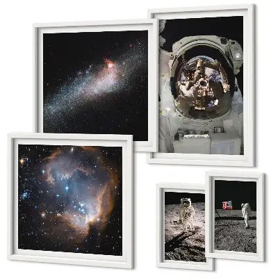 Sieninė paveikslų galerija astronautai nusileidžia Mėnulio paviršiuje