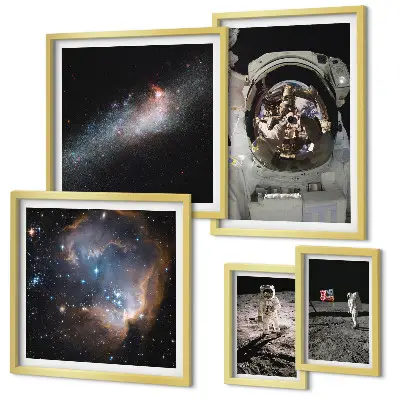 Sieninė paveikslų galerija astronautai nusileidžia Mėnulio paviršiuje