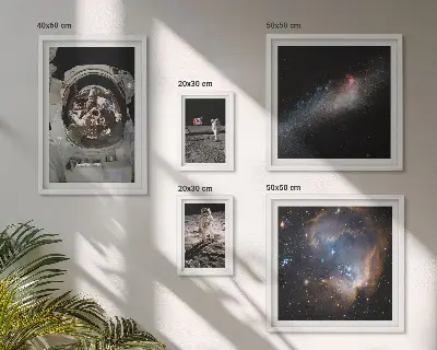 Sieninė paveikslų galerija astronautai nusileidžia Mėnulio paviršiuje