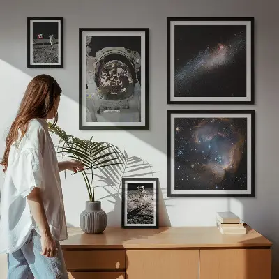 Sieninė paveikslų galerija astronautai nusileidžia Mėnulio paviršiuje