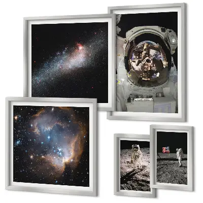 Sieninė paveikslų galerija astronautai nusileidžia Mėnulio paviršiuje
