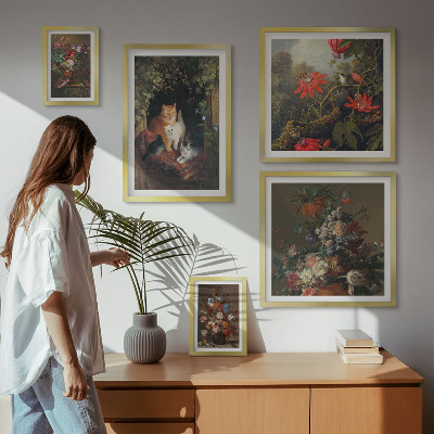 Sieninė paveikslų galerija Gėlių katės vintažinio stiliaus