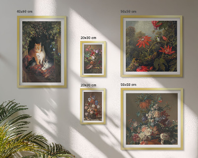 Sieninė paveikslų galerija Gėlių katės vintažinio stiliaus