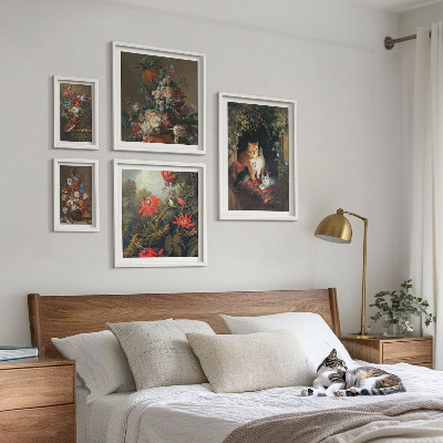 Sieninė paveikslų galerija Gėlių katės vintažinio stiliaus