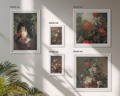 Sieninė paveikslų galerija Gėlių katės vintažinio stiliaus