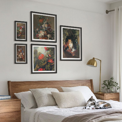 Sieninė paveikslų galerija Gėlių katės vintažinio stiliaus