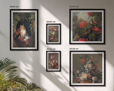 Sieninė paveikslų galerija Gėlių katės vintažinio stiliaus