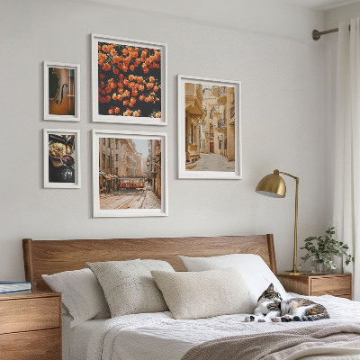 5 paveikslų rinkinys su rėmais Žavingos skonių gatvės