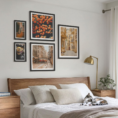 5 paveikslų rinkinys su rėmais Žavingos skonių gatvės