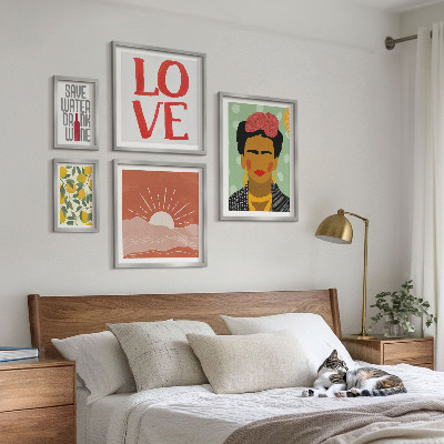 Paveikslų rinkinys miegamajam Boho stiliaus gėlių moteris