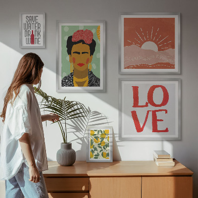 Paveikslų rinkinys miegamajam Boho stiliaus gėlių moteris