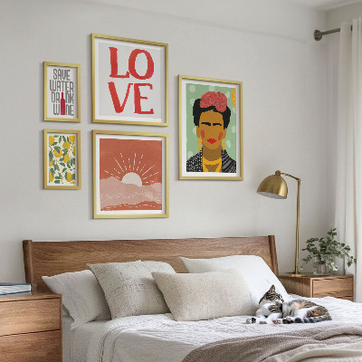 Paveikslų rinkinys miegamajam Boho stiliaus gėlių moteris