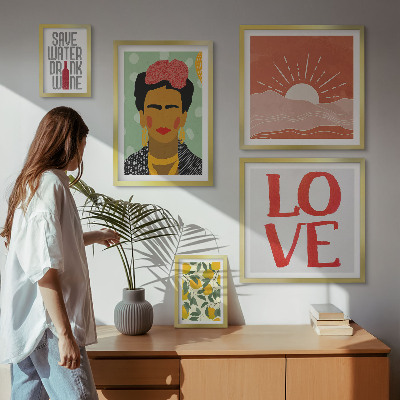 Paveikslų rinkinys miegamajam Boho stiliaus gėlių moteris