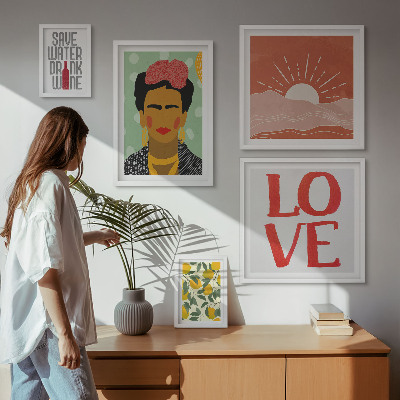 Paveikslų rinkinys miegamajam Boho stiliaus gėlių moteris