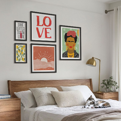 Paveikslų rinkinys miegamajam Boho stiliaus gėlių moteris
