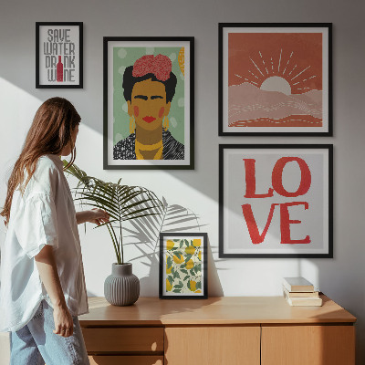 Paveikslų rinkinys miegamajam Boho stiliaus gėlių moteris