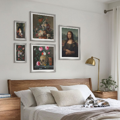Sieninė paveikslų galerija Vintažiniai gėlių portretai