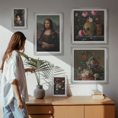 Sieninė paveikslų galerija Vintažiniai gėlių portretai