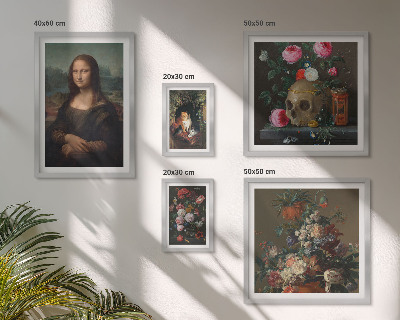 Sieninė paveikslų galerija Vintažiniai gėlių portretai