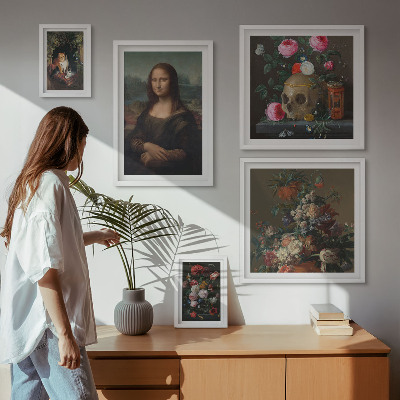 Sieninė paveikslų galerija Vintažiniai gėlių portretai