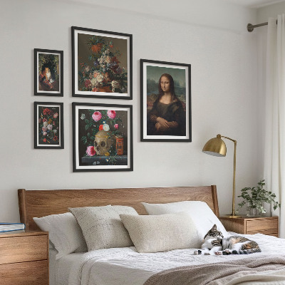 Sieninė paveikslų galerija Vintažiniai gėlių portretai