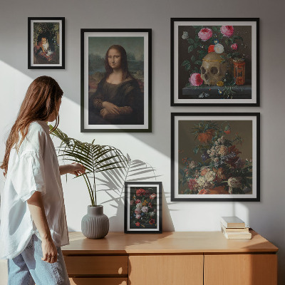 Sieninė paveikslų galerija Vintažiniai gėlių portretai
