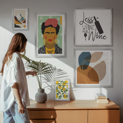 5 paveikslų rinkinys su rėmais Boho stiliaus portretų abstrakcijos