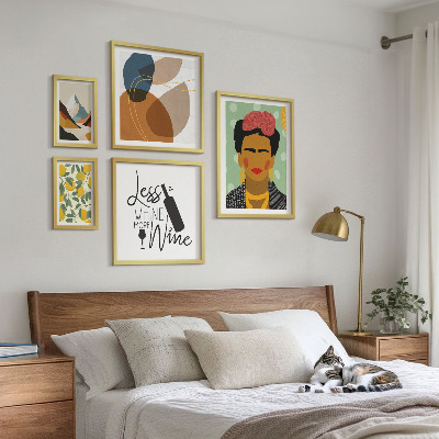 5 paveikslų rinkinys su rėmais Boho stiliaus portretų abstrakcijos